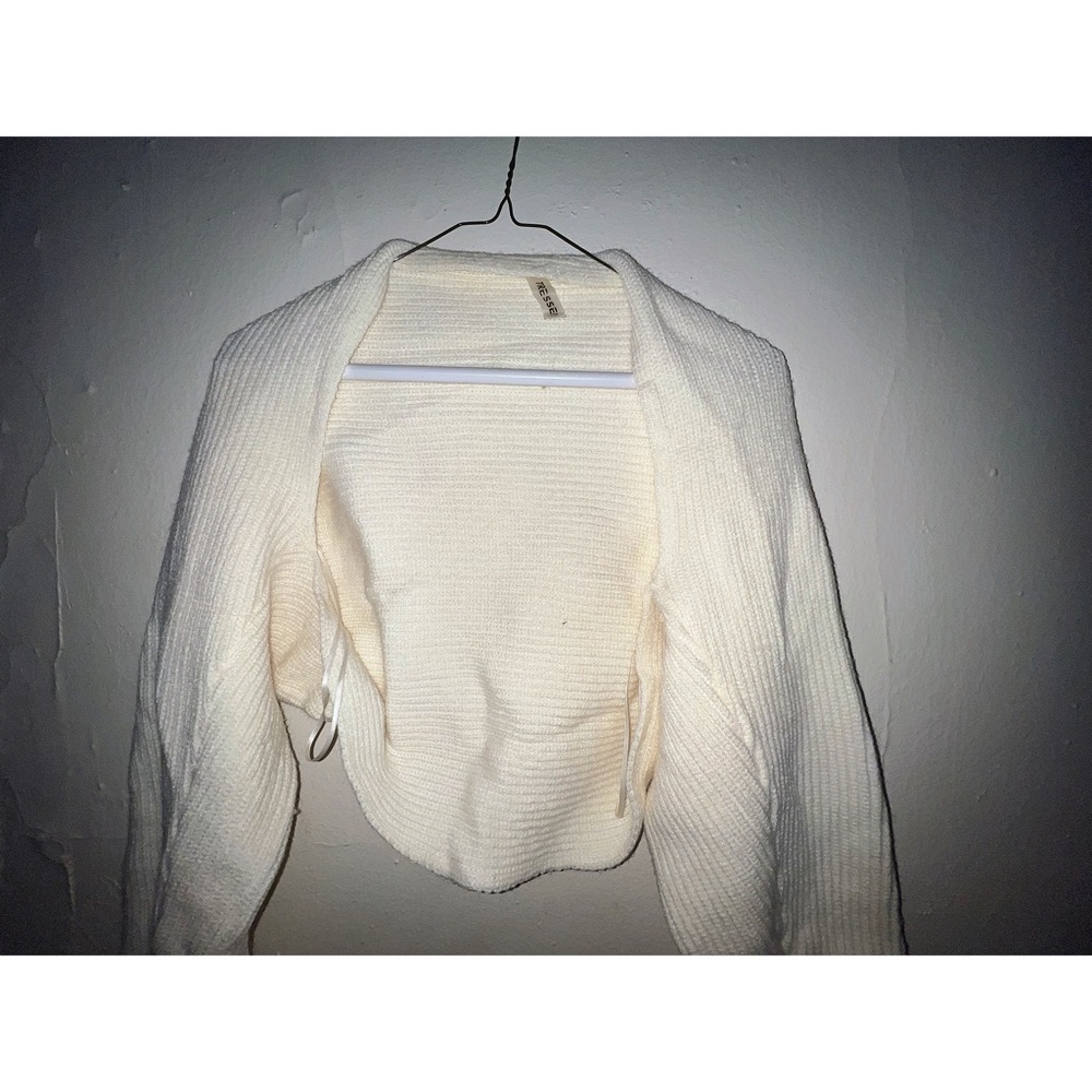 White Cropped Long Sleeve Cardigan